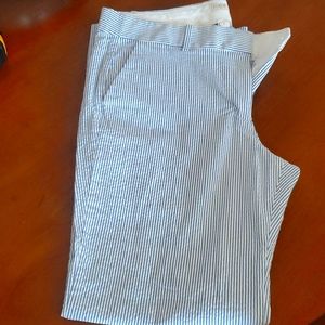 Wide leg seersucker pants